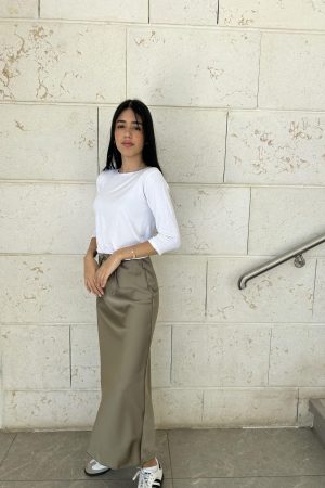 חצאית מורגן ירוק זית