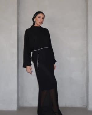 חליפת שיפון שחורה