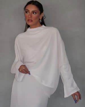 חליפת שיפון לבנה