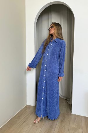 שמלת פליסה מיידי כחולה