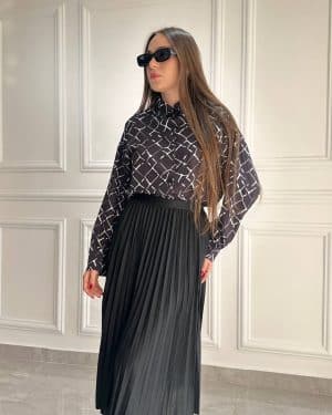 חולצה מכופתרת מאי שחור לבן