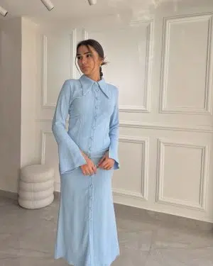 שמלת אלנה תכלת