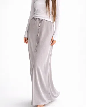 חצאית סאטן כסף מורגן