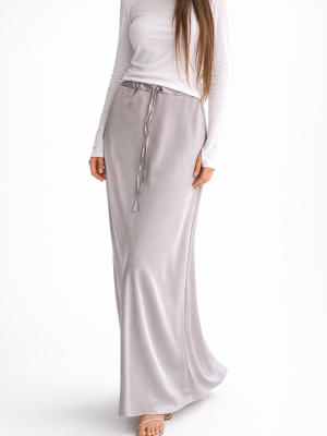 חצאית סאטן כסף מורגן