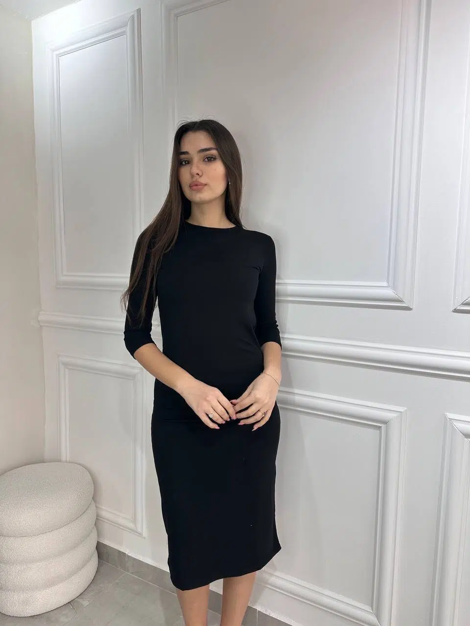 שמלת בסיס 3/4 שחורה – תמונה 2