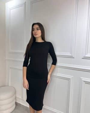 שמלת בסיס 3/4 שחורה