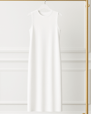 שמלת בסיס ללא שרוולים לבנה