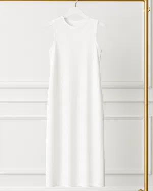 שמלת בסיס ללא שרוולים לבנה