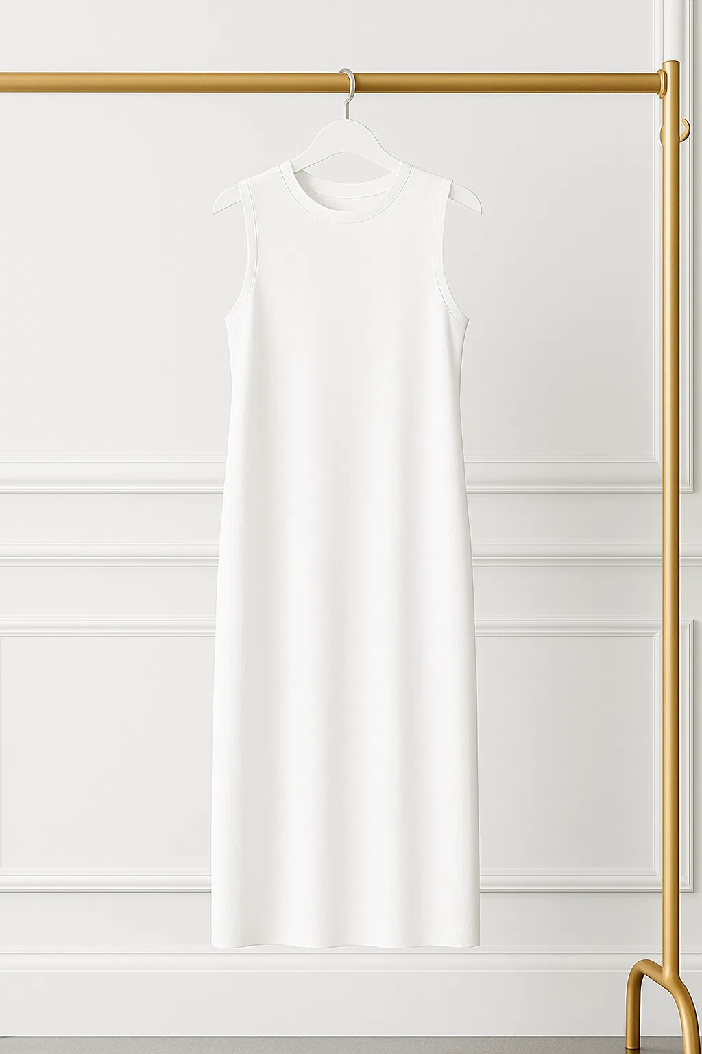 שמלת בסיס ללא שרוולים לבנה