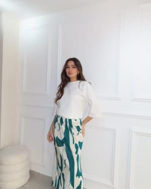 חצאית שילוב לבן ירוק