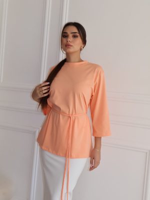 חולצת אוברסייז קשירה אפרסק