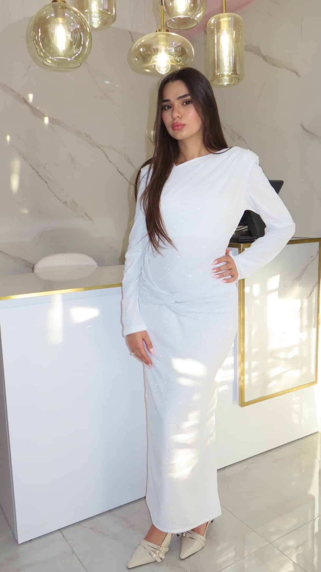 שמלת ריהם מקסי לבן – תמונה 2