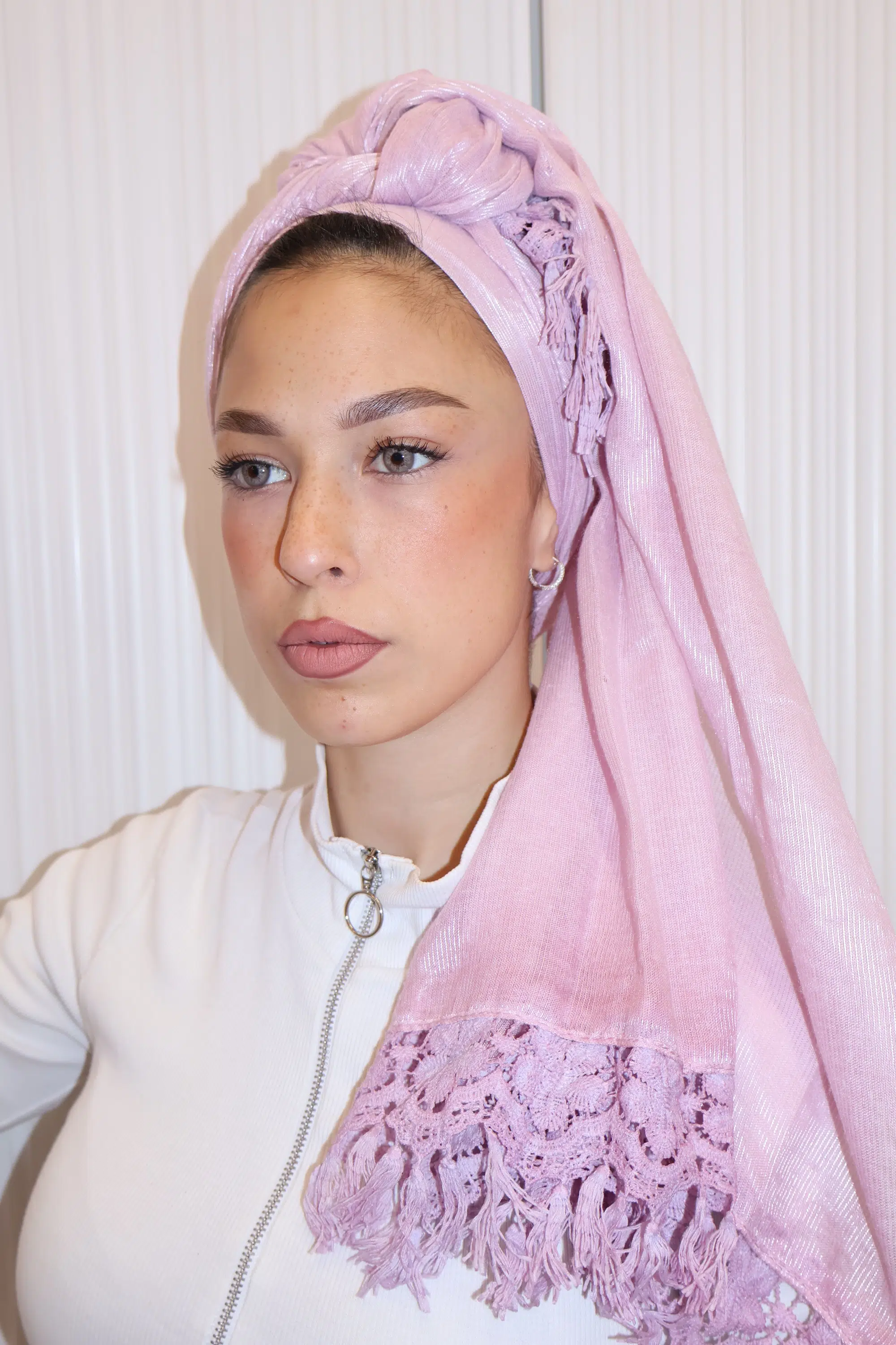 מטפחת פלג ורוד פסטל