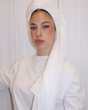 מטפחת שילוב וופל לבנה