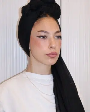 מטפחת שילוב וופל שחורה