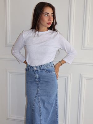 חצאית ג'ינס מקסי כחול בהיר