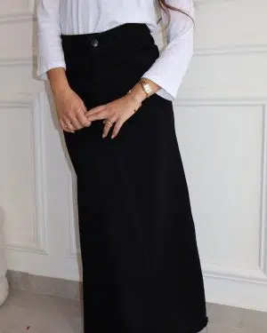 חצאית ג'ינס מקסי שחורה