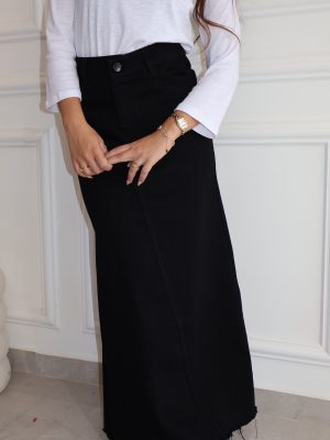 חצאית ג'ינס מקסי שחורה