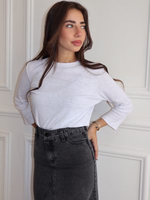 חצאית ג'ינס מקסי אפורה