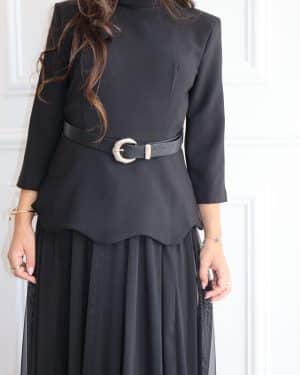 שמלת מקסי שיפון שחורה