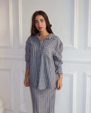 חליפת פישתן פסים אפורה