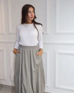 חצאית בלון אפור עכבר