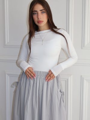 חצאית בלון קשירה אפורה