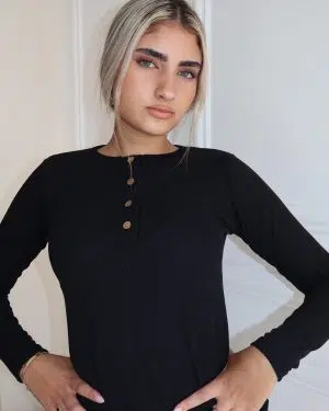 חולצת ריב כפתורים שחורה