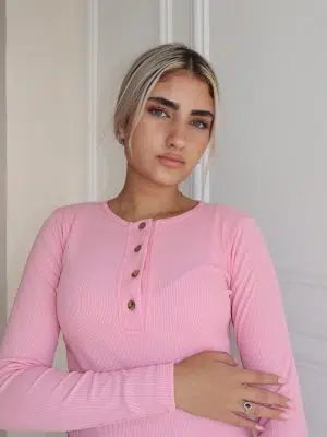 חולצת ריב כפתורים ורוד ביבי