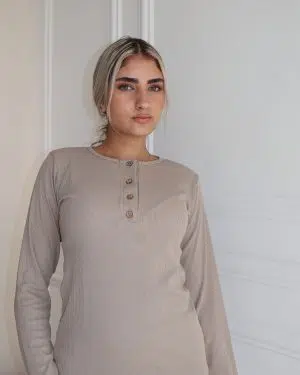 חולצת ריב כפתורים מוקה