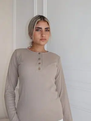 חולצת ריב כפתורים מוקה