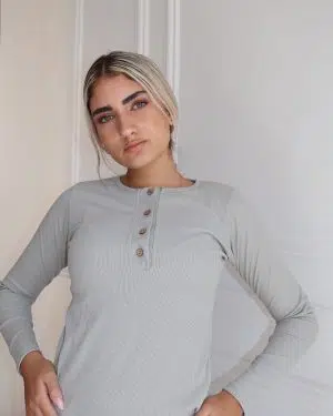 חולצת ריב כפתורים ירוק נענע