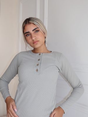 חולצת ריב כפתורים ירוק נענע