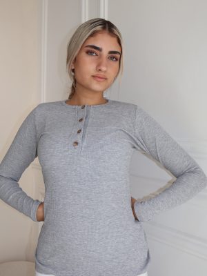 חולצת ריב כפתורים אפורה