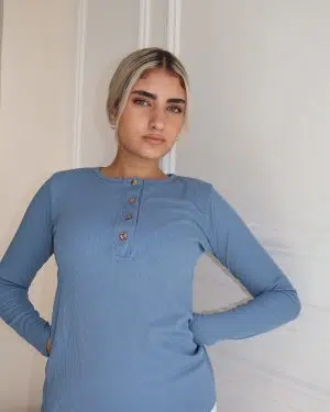 חולצת ריב כפתורים תכלת