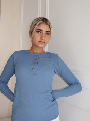 חולצת ריב כפתורים תכלת