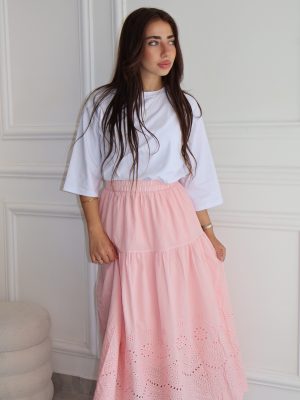 חצאית תחרה ורוד ביבי