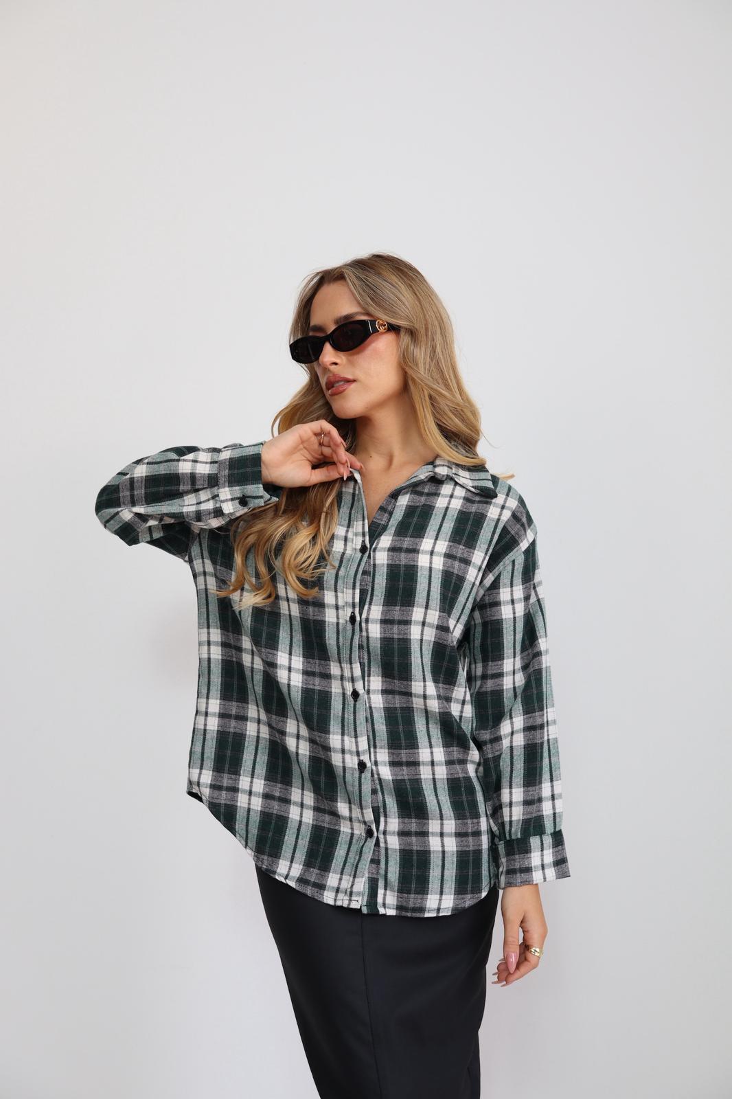 חולצה משבצות מכופתרת