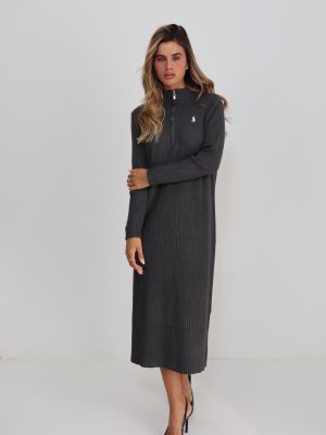 שמלת סריג פולו אפורה