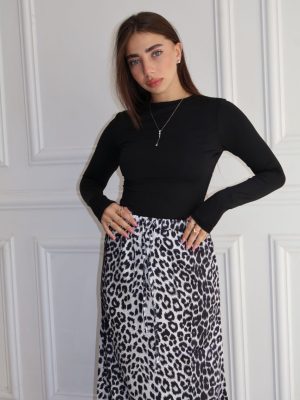 חצאית מנומרת שילוב שחור לבן