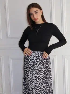 חצאית מנומרת שילוב שחור לבן