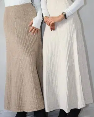 חצאית מקסי סריג שמנת