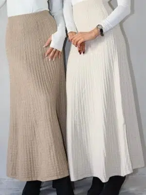 חצאית מקסי סריג שמנת