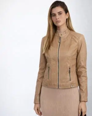 מעיל עור מוקה