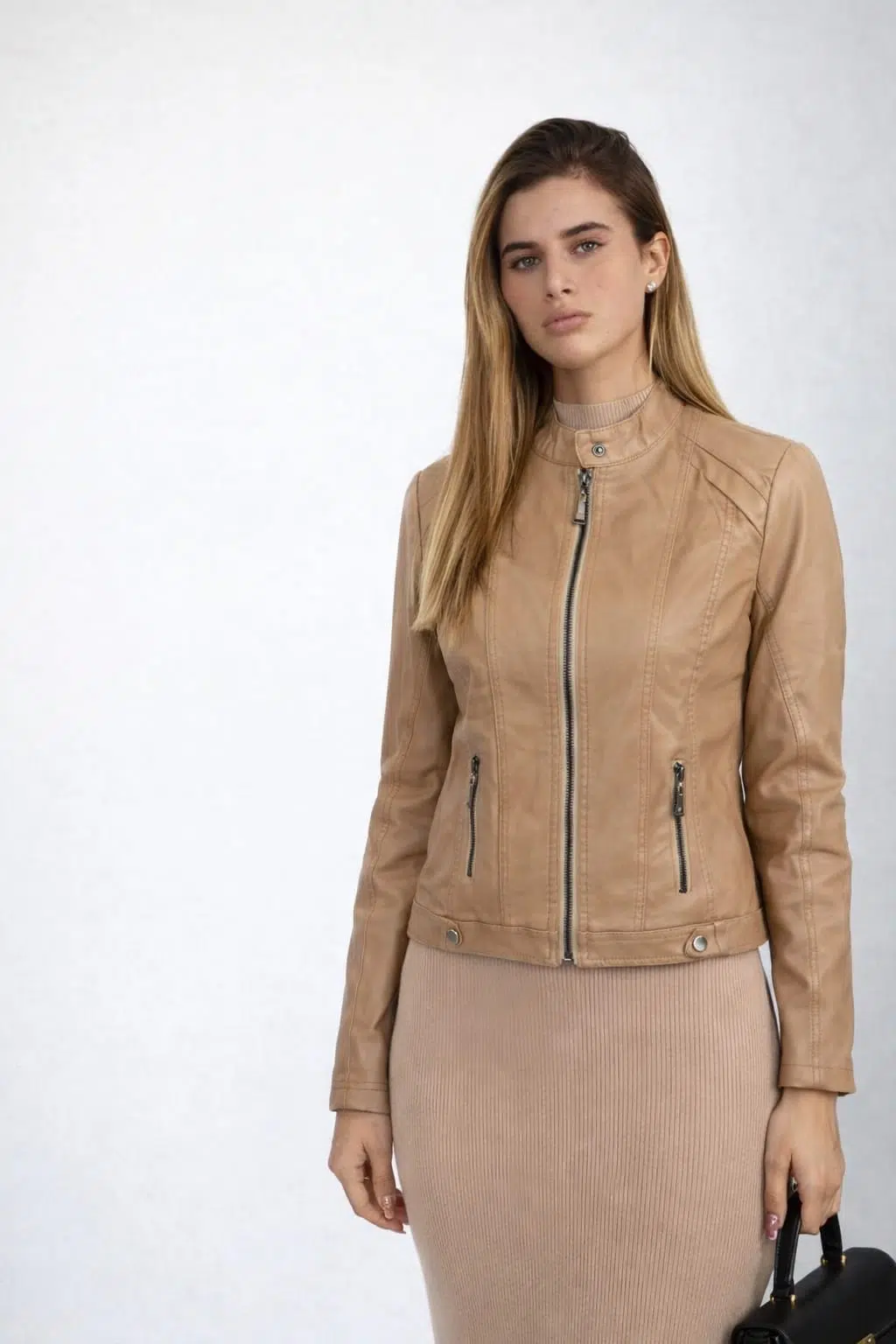 מעיל עור מוקה