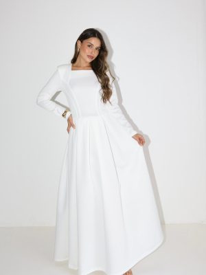 שמלת מקסי כפלים לבנה