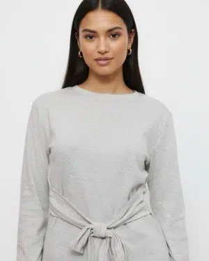 חולצת קשירה אפור בהיר ארוך