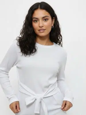 חולצת קשירה לבן ארוך