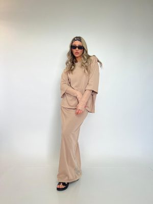 טישרט שילוב תחרה חום