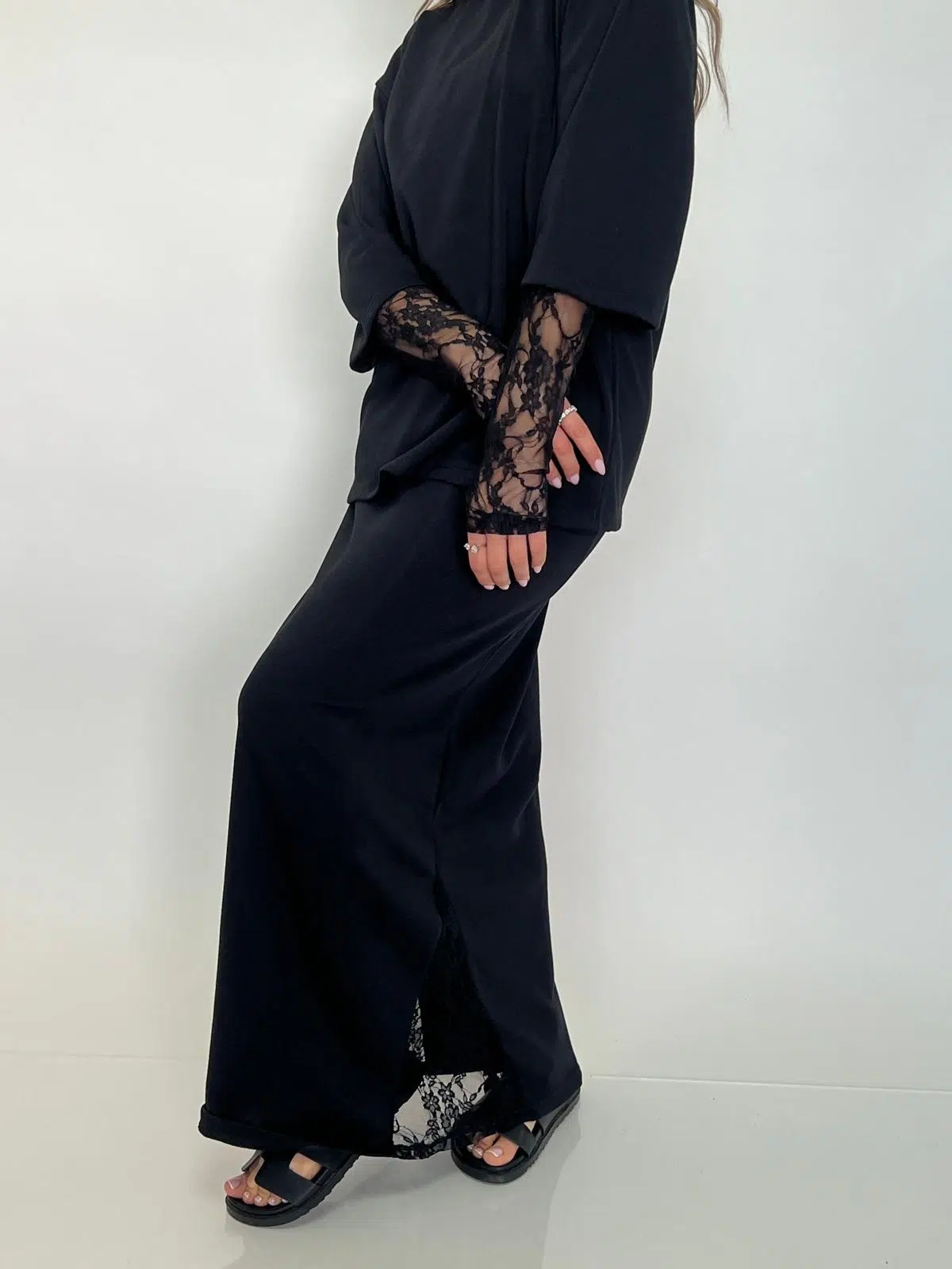 טישרט שילוב תחרה שחורה – תמונה 2